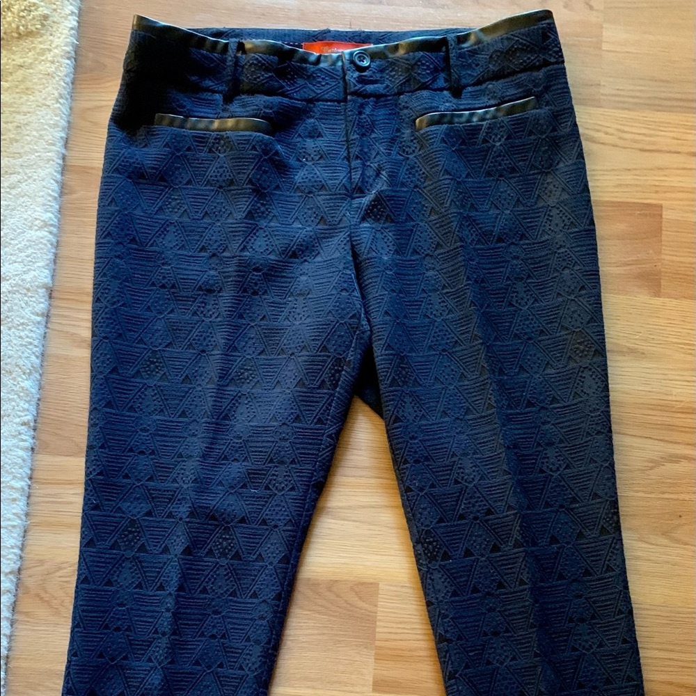 Textured cropped navy/black trousers